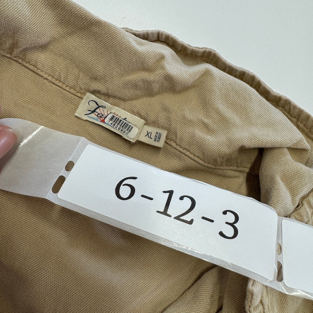 Faherty Romper Women XL Tan Arlie Linen Blend Short Sleeve Utility Linen Blend‎ - Picture 6 of 11